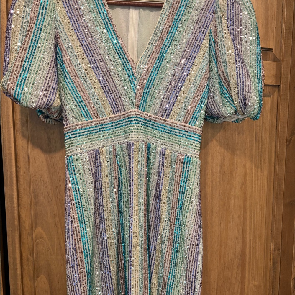 SAYLOR Multicolor Striped Sequin Dress